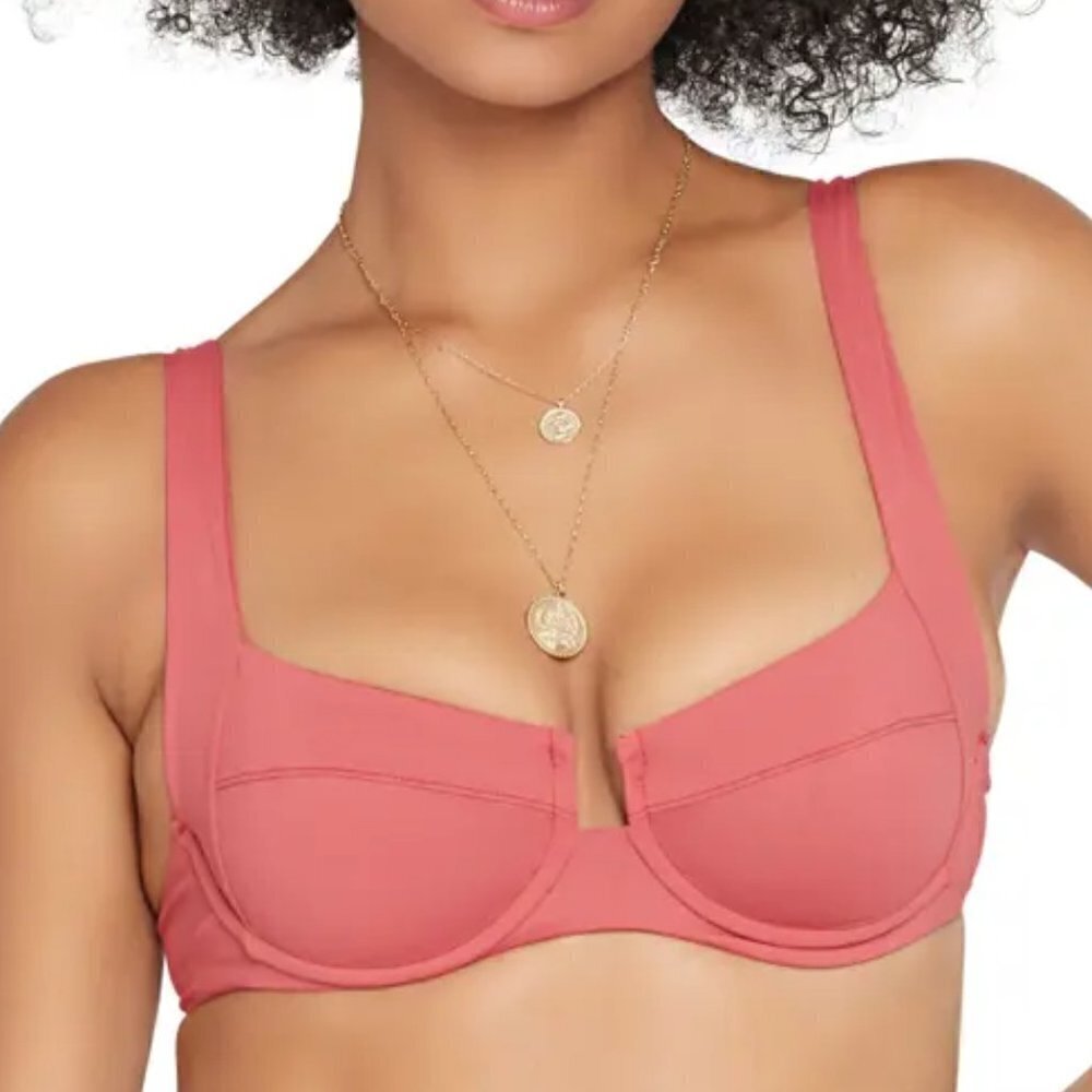 L*Space Camellia underwire bikini top criss cross tie back brick swim new XS